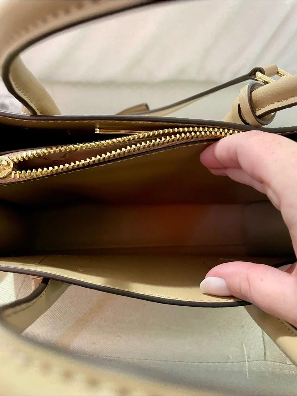 Michael Kors Two-Tone Brown and Beige Logo Satchel